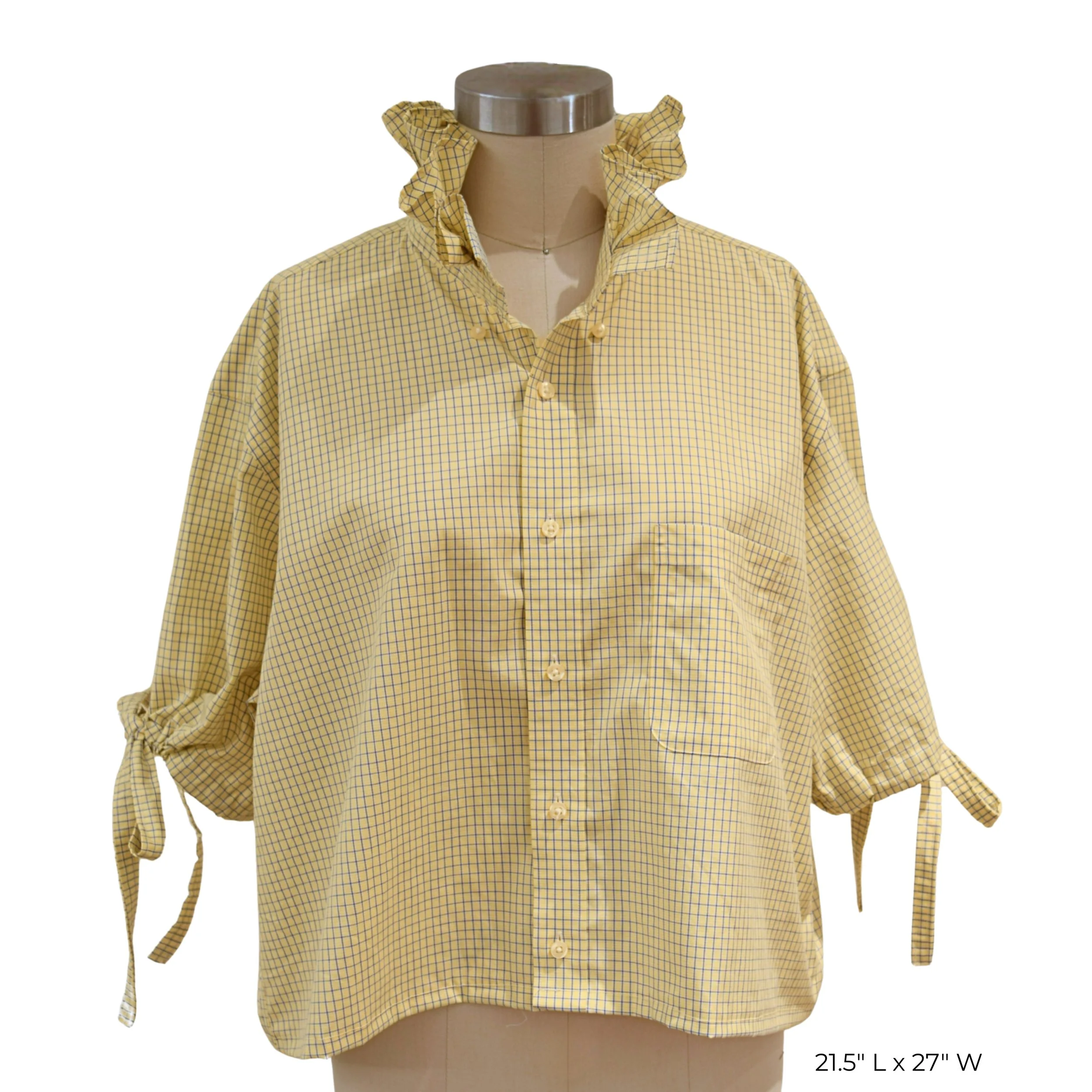 Upcycled Ruffle Neck Blouse