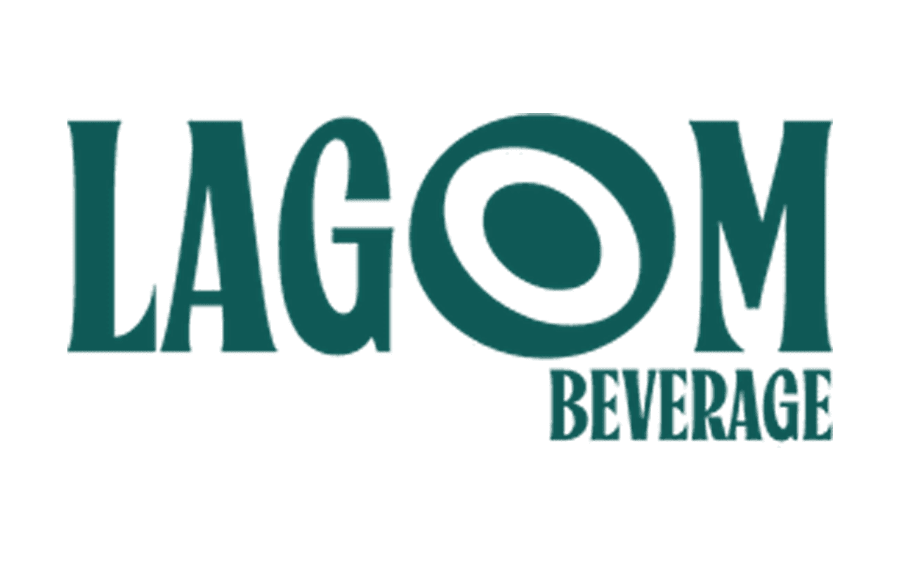 Lagom Beverage logo in green with stylized text.