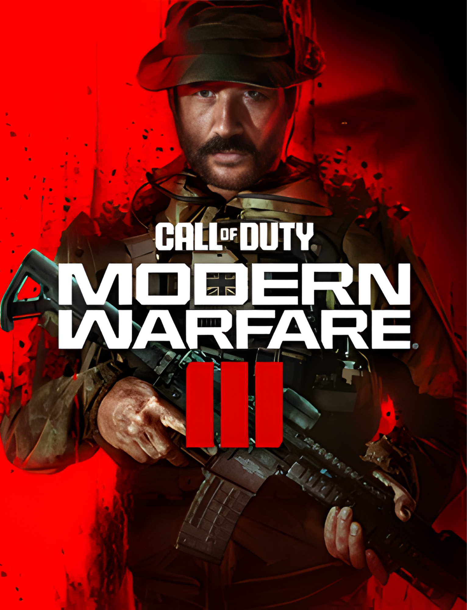 Cover art for Call of Duty: Modern Warfare III featuring a soldier in tactical gear holding a rifle, with a red background and the game's title prominently displayed.