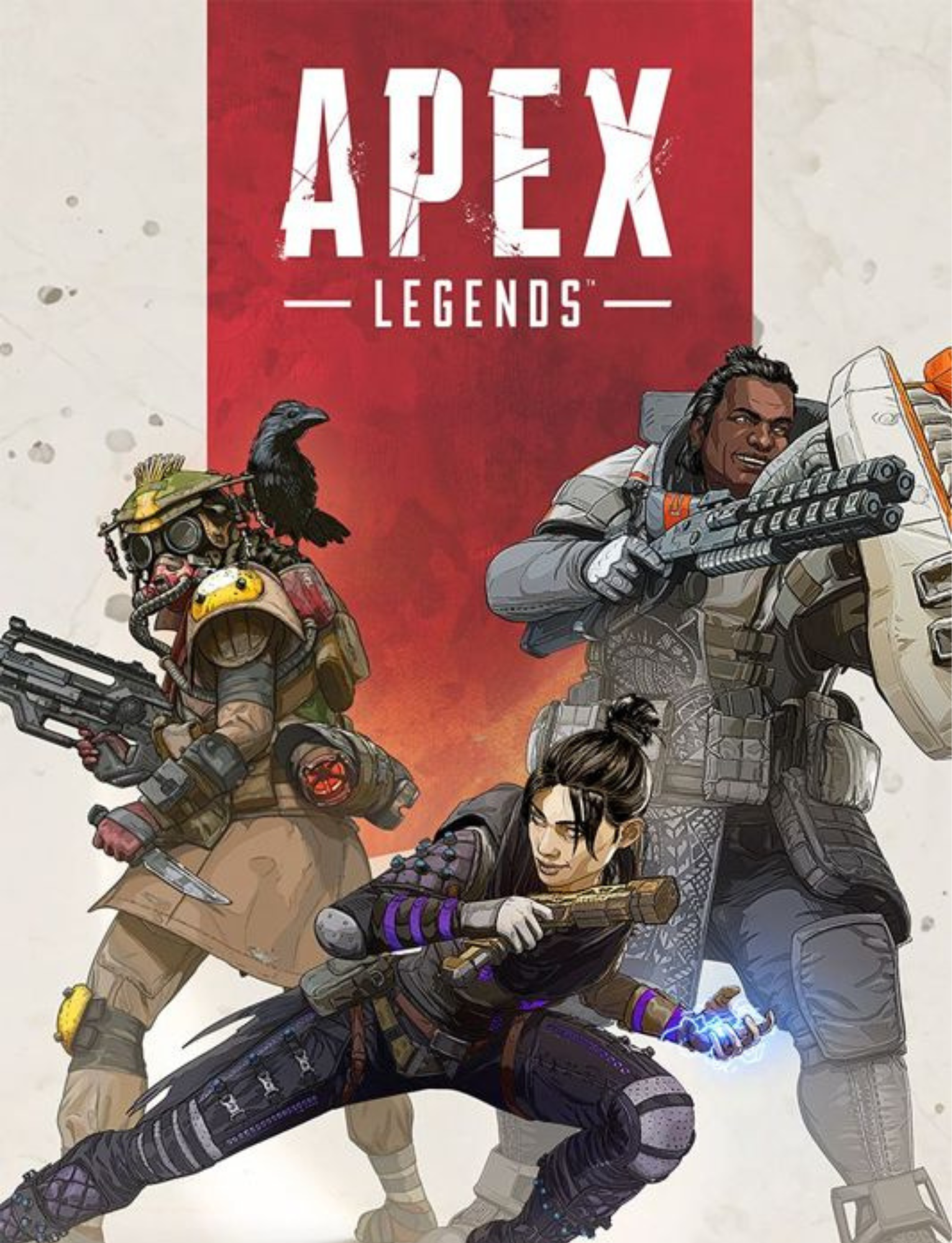 Artwork of three characters from Apex Legends with the game logo in the background.
