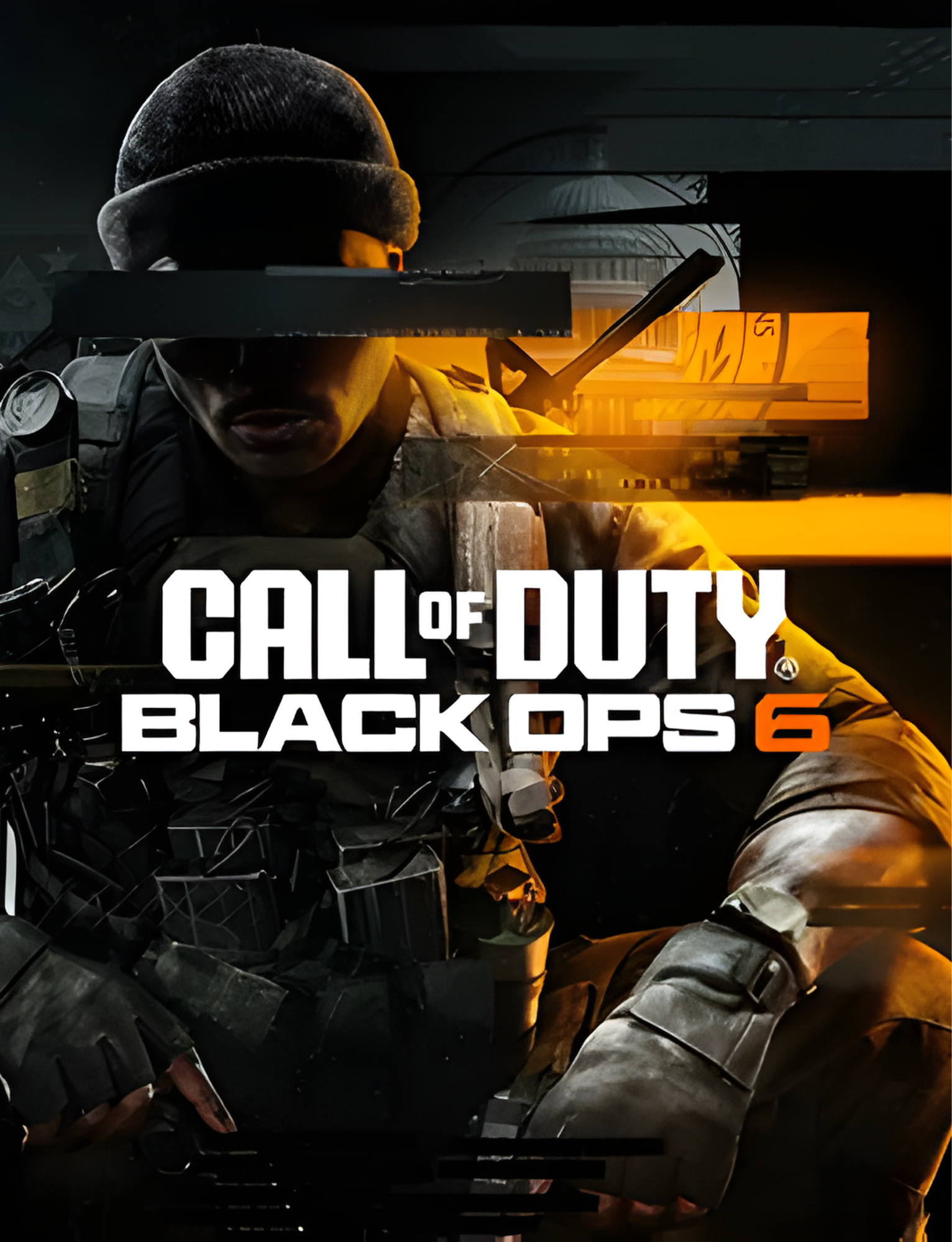 Video game cover art for Call of Duty: Black Ops 6, showing a soldier in tactical gear with a weapon, wearing goggles, with a dark, intense background.