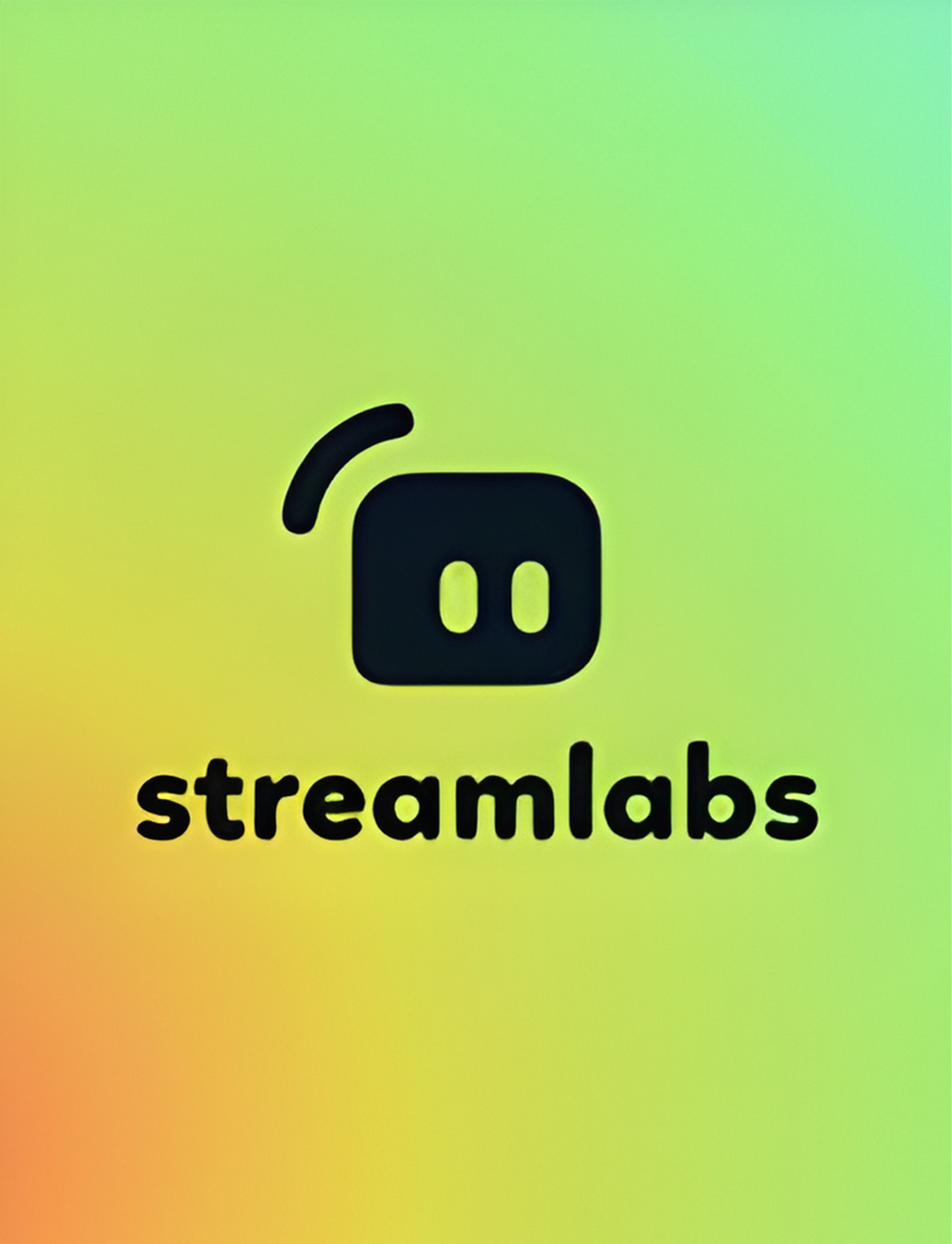 Streamlabs logo featuring a stylized black cartoon face with two oval eyes, a curved antenna, and the text 'streamlabs' below.