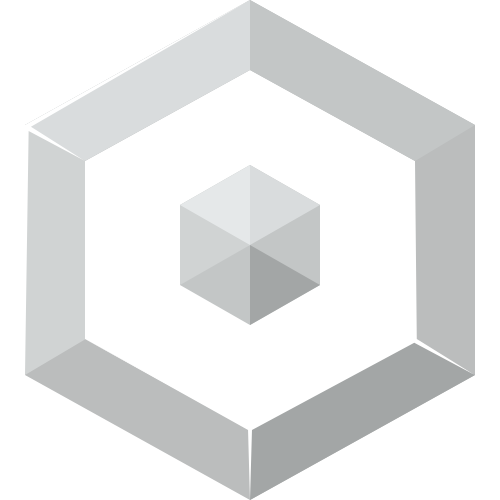 Isometric 3D illustration of a gray hexagon with a smaller gray cube in the center.