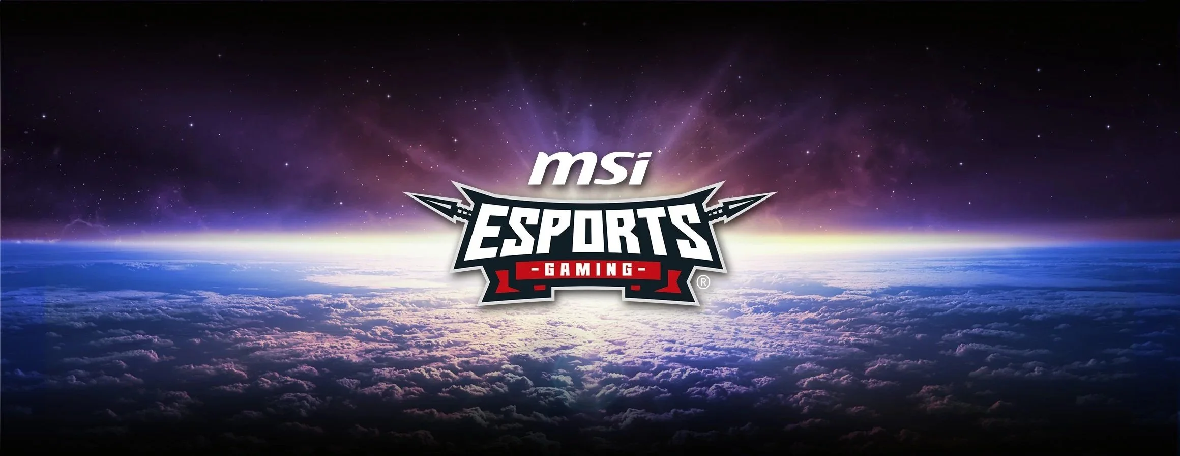 Space view from above Earth with the MSI Esports Gaming logo in the center.