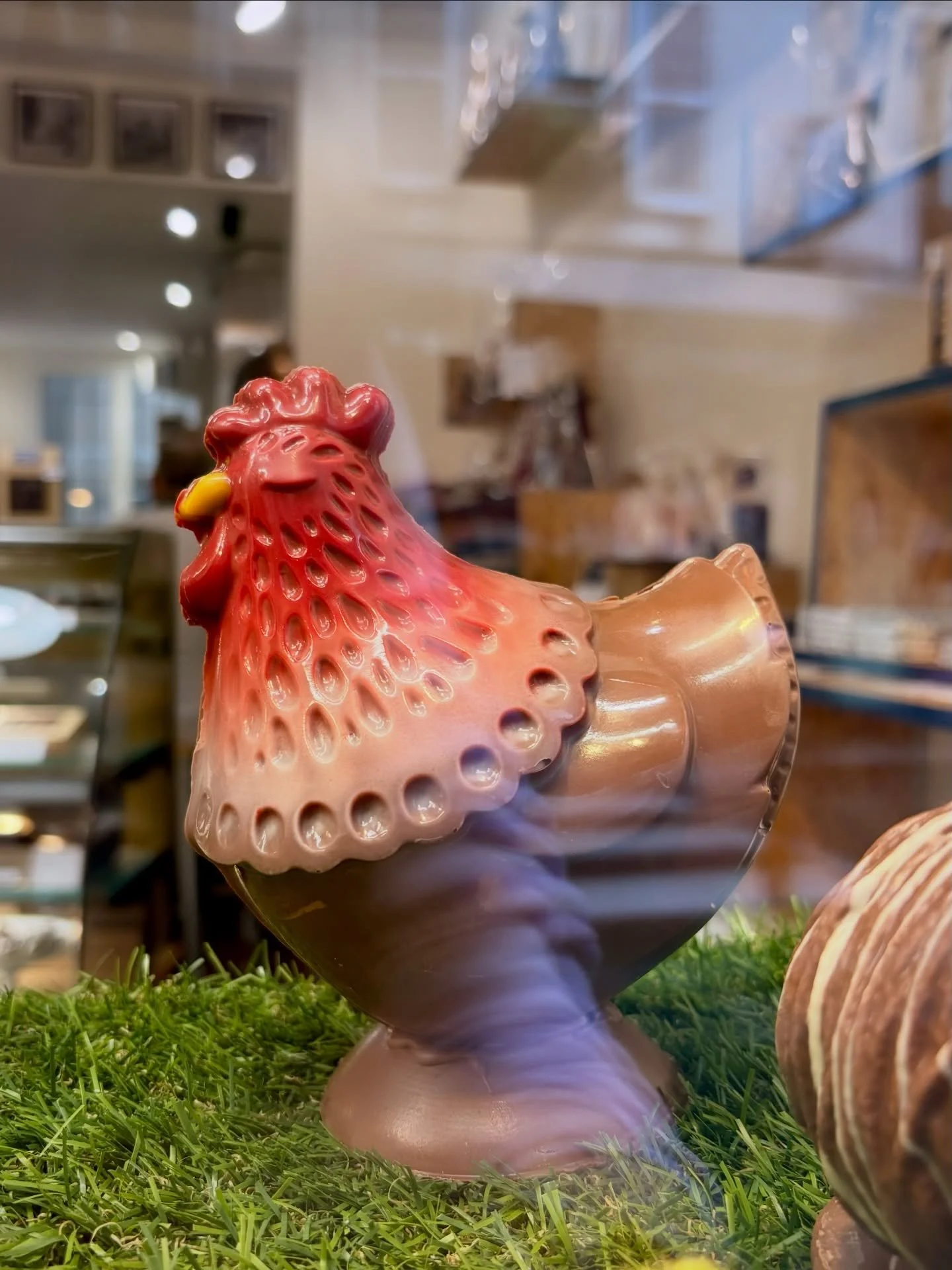 Our chocolatier Jed said our Easter this year is a bit &ldquo;barnyard-y.&rdquo; These gorgeous rustic painted chocolate hens are barnyard at its best! Clucking adorable and almost too pretty to eat. 

Notre chocolatier Jed dit que notre P&acirc;ques