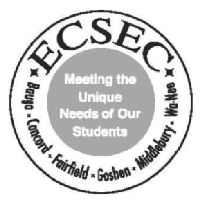 Seal with text 'Meeting the Unique Needs of Our Students' and list of locations: Dung, Fairfield, Goshen, Middlebury, Who-Ate.