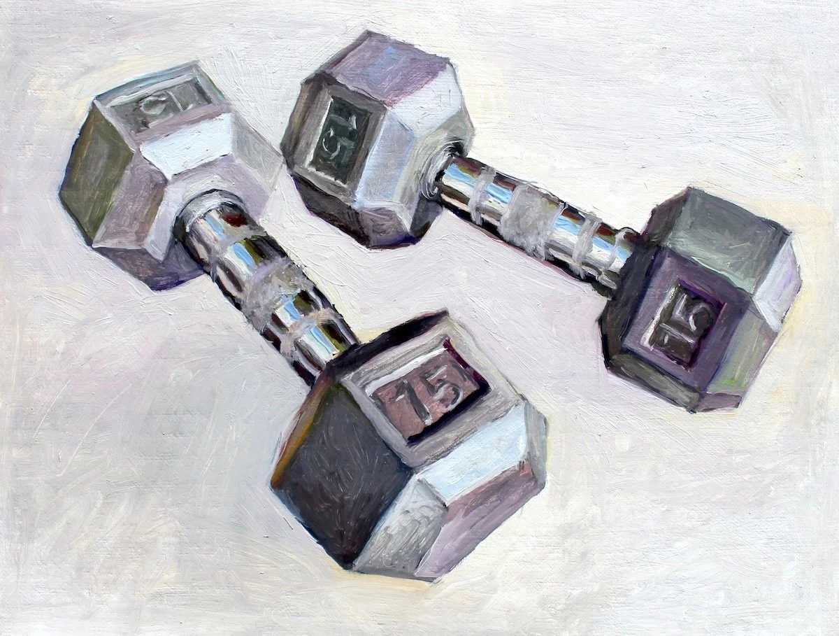 Weights, 2024, oil on canvas, 9 x 12 inches
