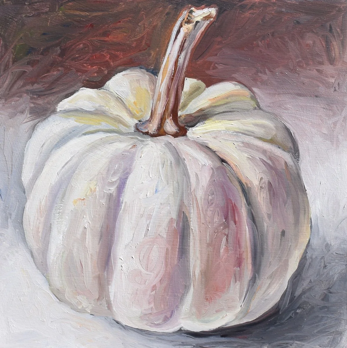 Pumpkin, 2026, oil on panel, 8 x 8 inches