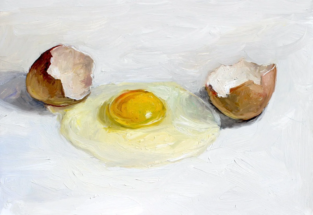 Egg, 2022, oil on panel, 7 x 10 inches