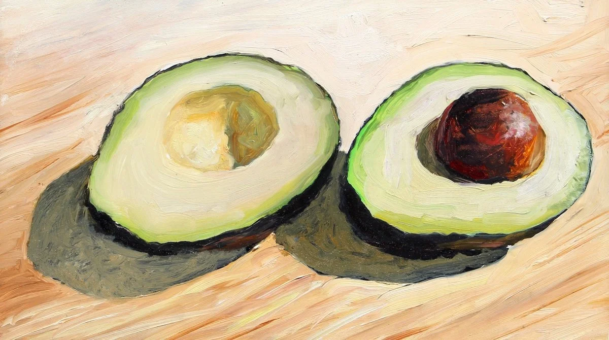 Avocado, 2025, oil on panel, 6 x 10 inches