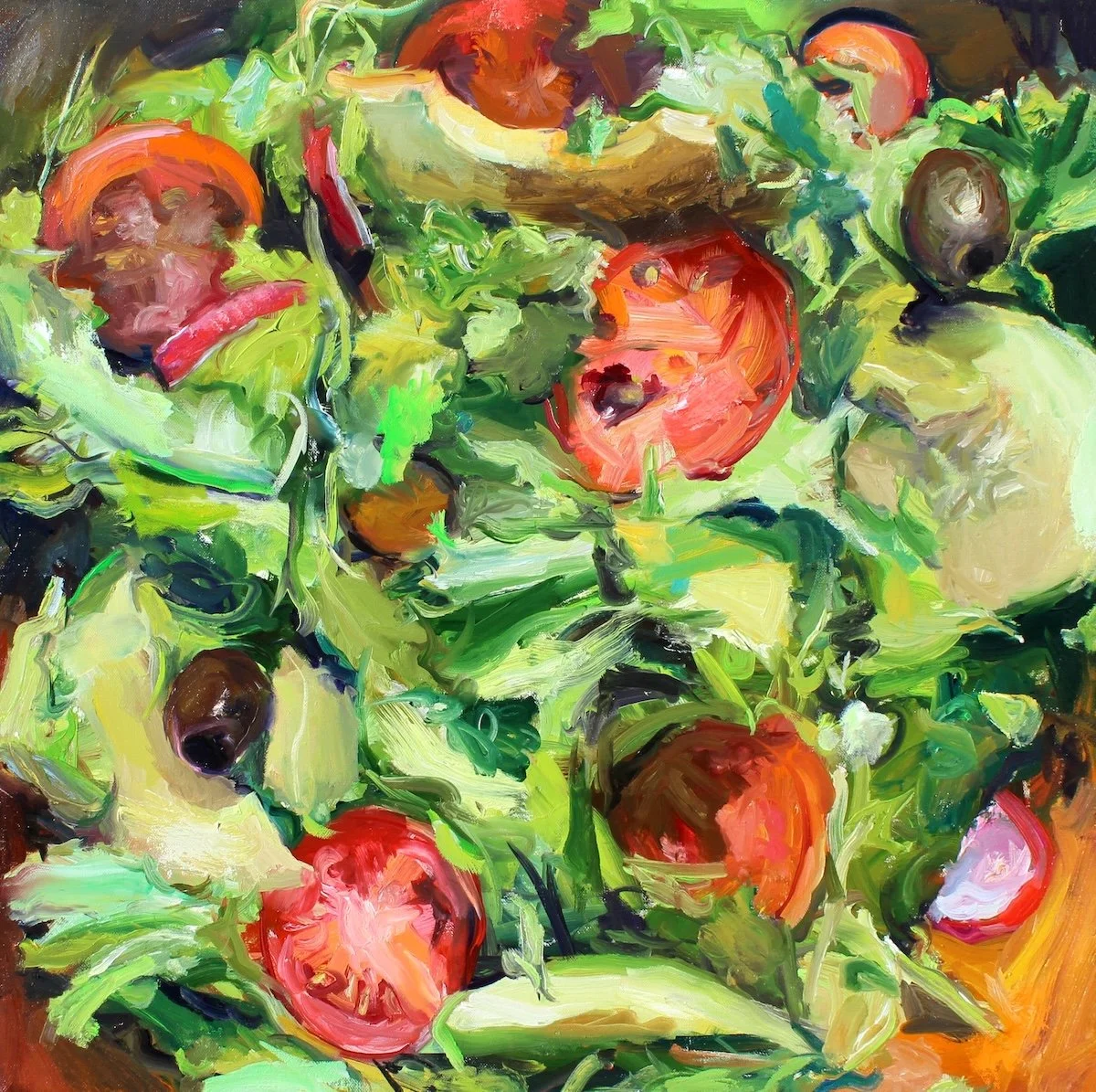 Mixed Greens, 2025, oil on canvas, 24 x 24 inches
