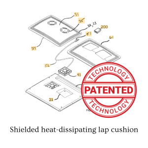 Shielded heat-dissipating lap cushion