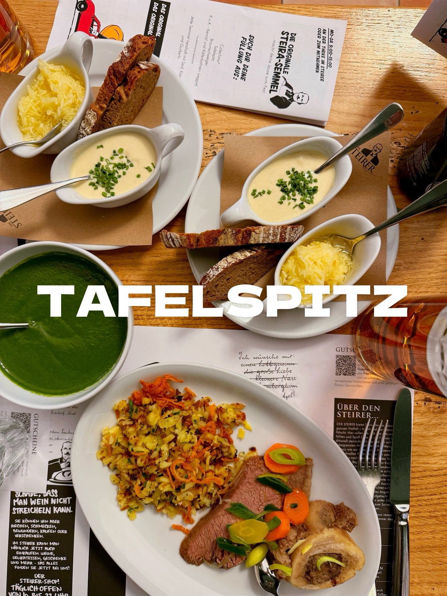 Tafelspitz is a classic Austrian dish, particularly associated with Viennese cuisine but popular all over the country. The name literally means &ldquo;tip of the table&rdquo; or &ldquo;top of the table&rdquo; in German, referring to a prestigious cut