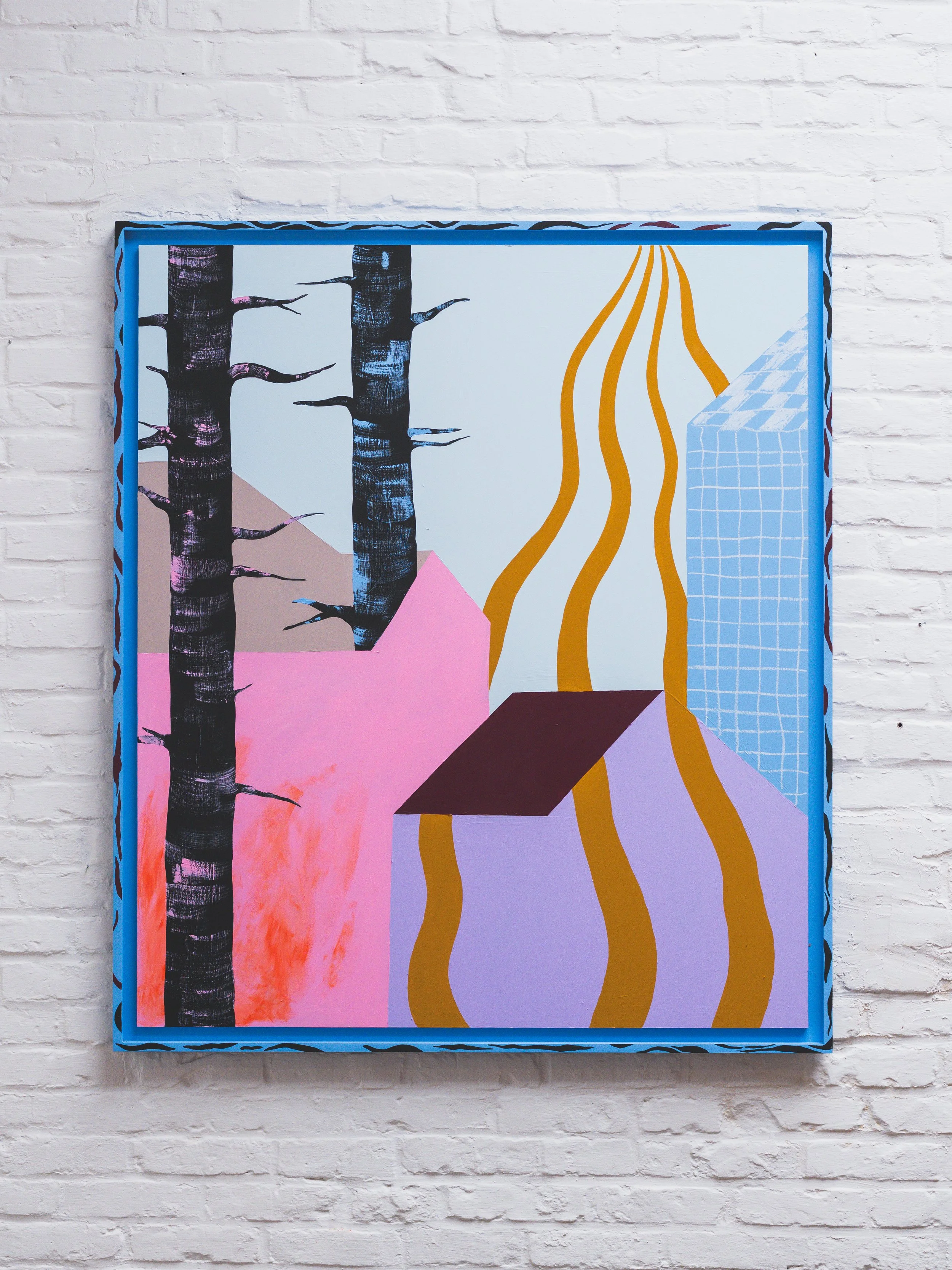 wandeling in september, 2023 / acryl en oliepastel op MDF /  95 x 110 cm