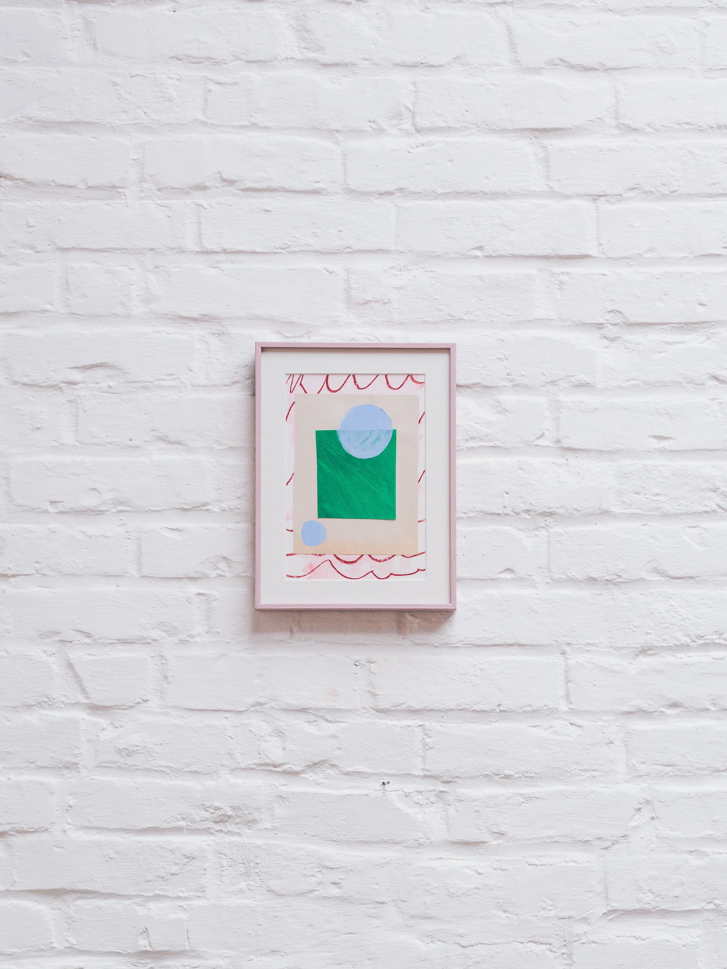 studie met groen en lichtblauw, 2025, mixedmedia op papier met aluminium kader /
 (verkocht)