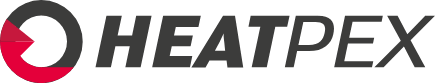 HEATPEX logo with a red and black circular icon and stylized text