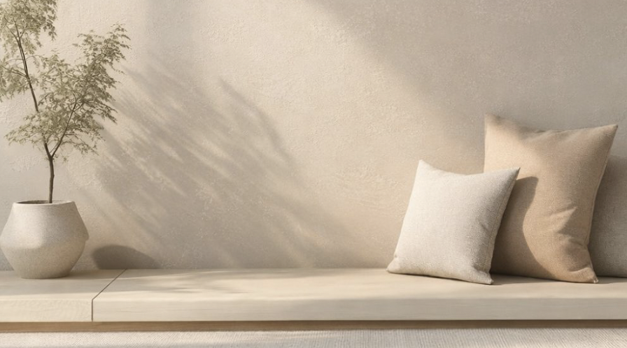 Ambiance minimaliste et apaisante du Bloom Pilates Studio avec matières naturelles, elegant pilates studio atmosphere