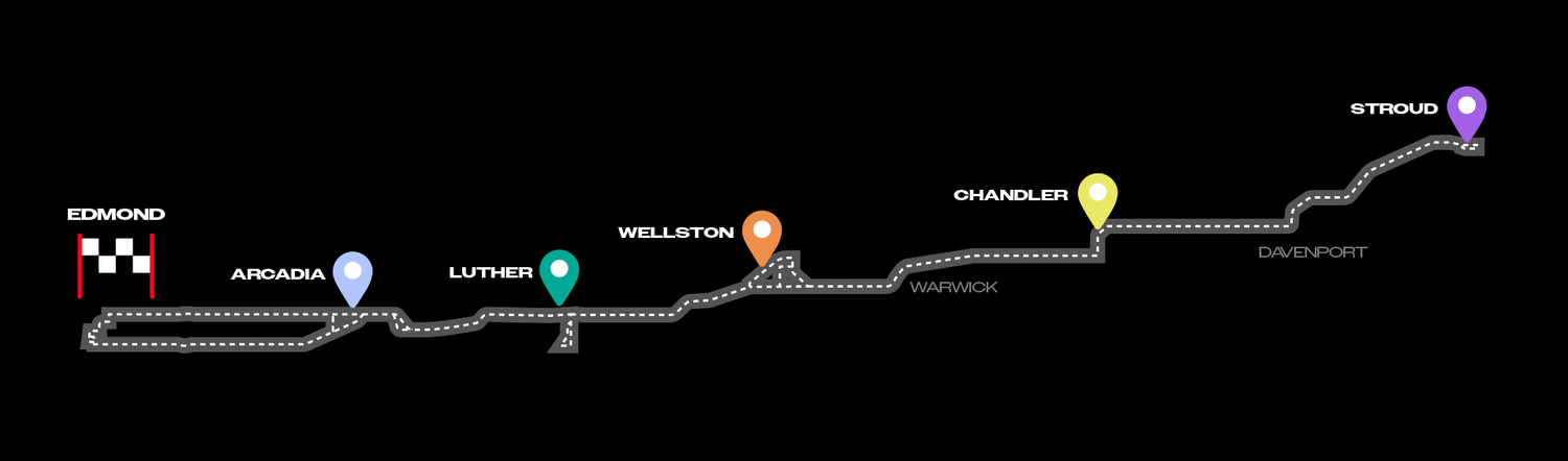 The Cycle 66 - Ride 66 Route at a high level showing each of the segments