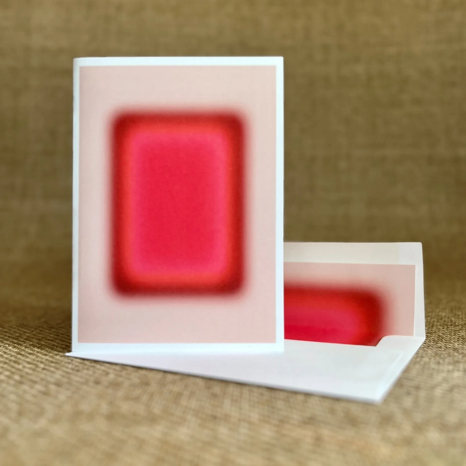 A6 Blank Note Card with Custom Envelope Liner • Blur Continuum in Ruby Red