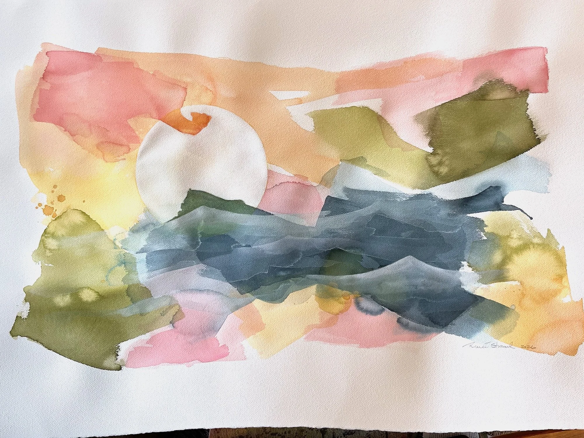 Original Watercolor • 25 x 40" • Opaline Abstract