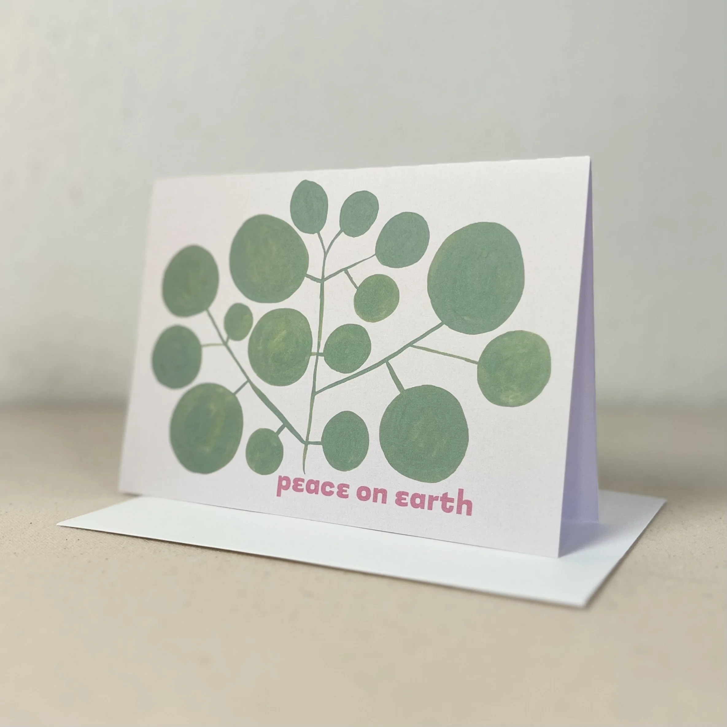 Peace on Earth Green Holiday Note Card