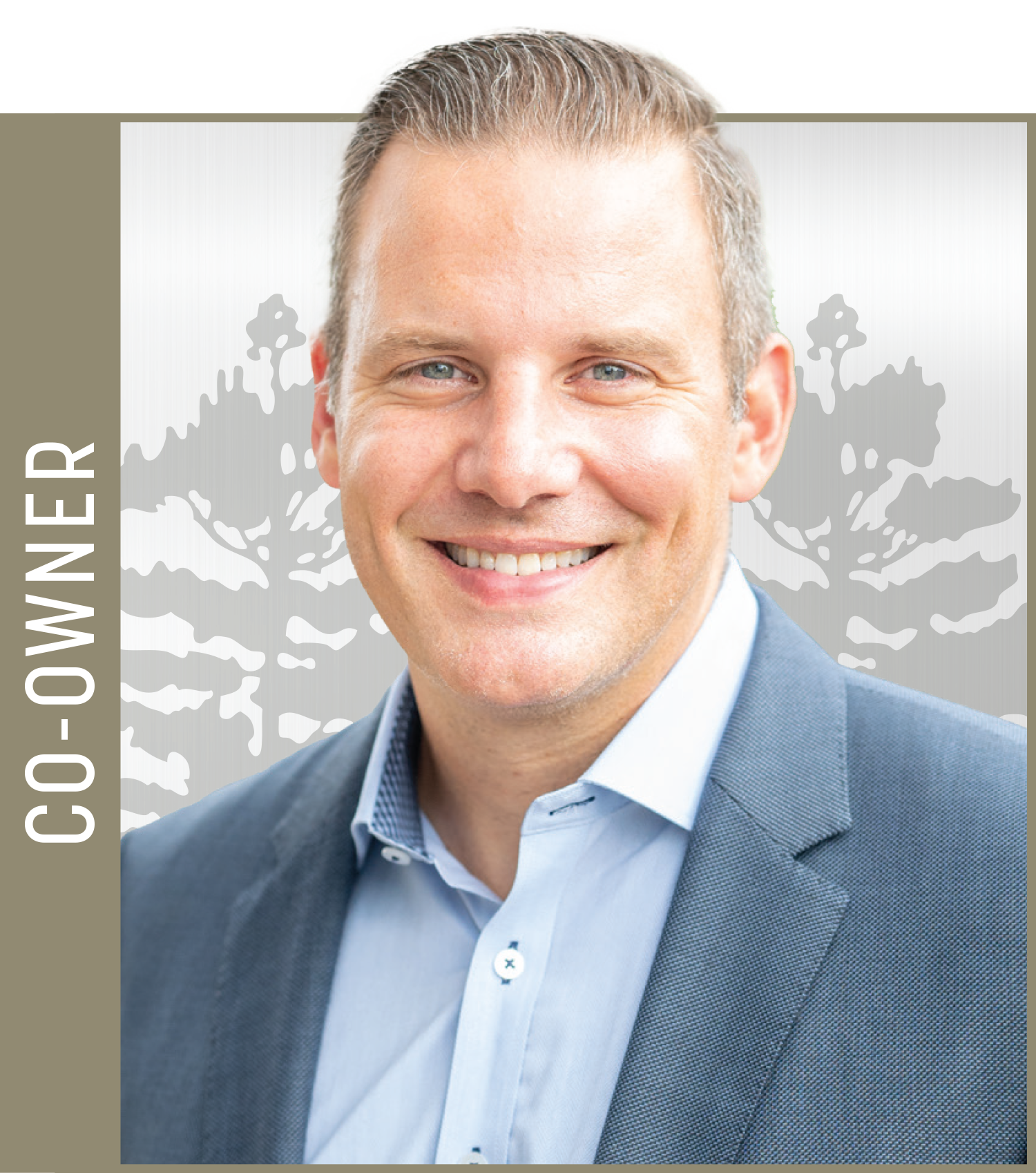 A smiling Matt Orosz in a blue suit jacket and light blue shirt, "Co-Owner" text appears in bar along side of photo.