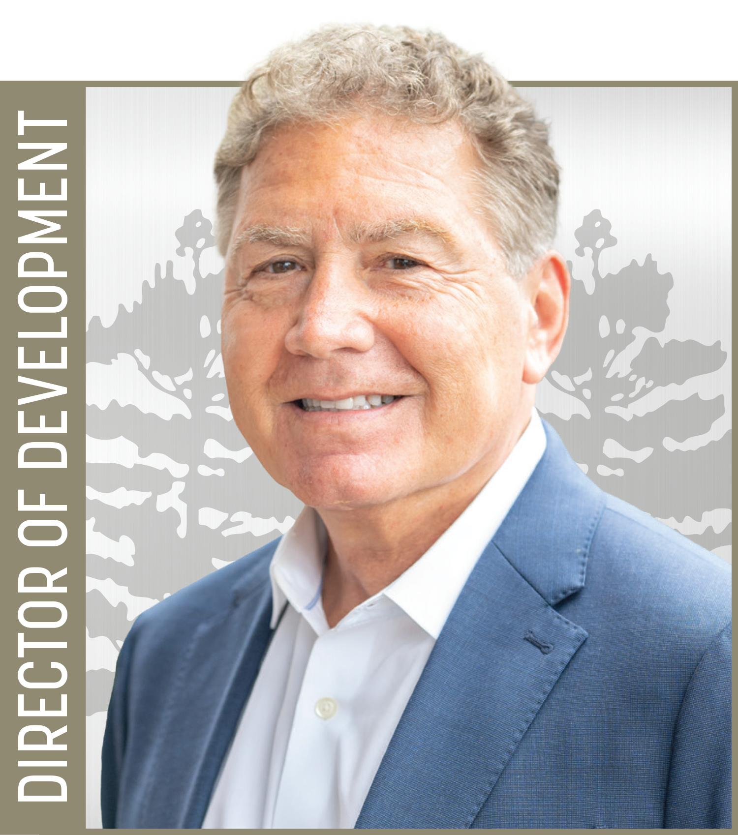 A smiling Tony Iorio in a blue suit jacket and light blue shirt, "Director of Development" text appears in bar along side of photo.