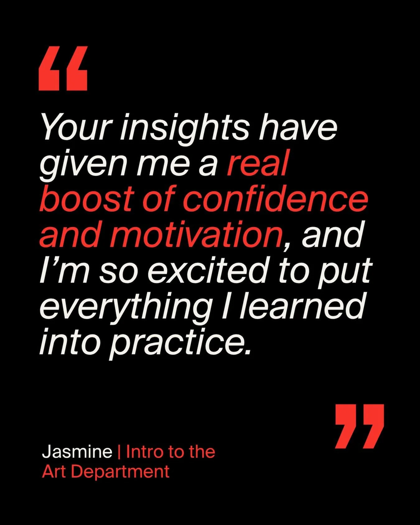 Jasmine&rsquo;s words about our last Introduction to the Art Department course&hellip;

&ldquo;Thank you for the incredible Art Department training session today. As a recent graduate with less industry experience, I found everything you shared truly