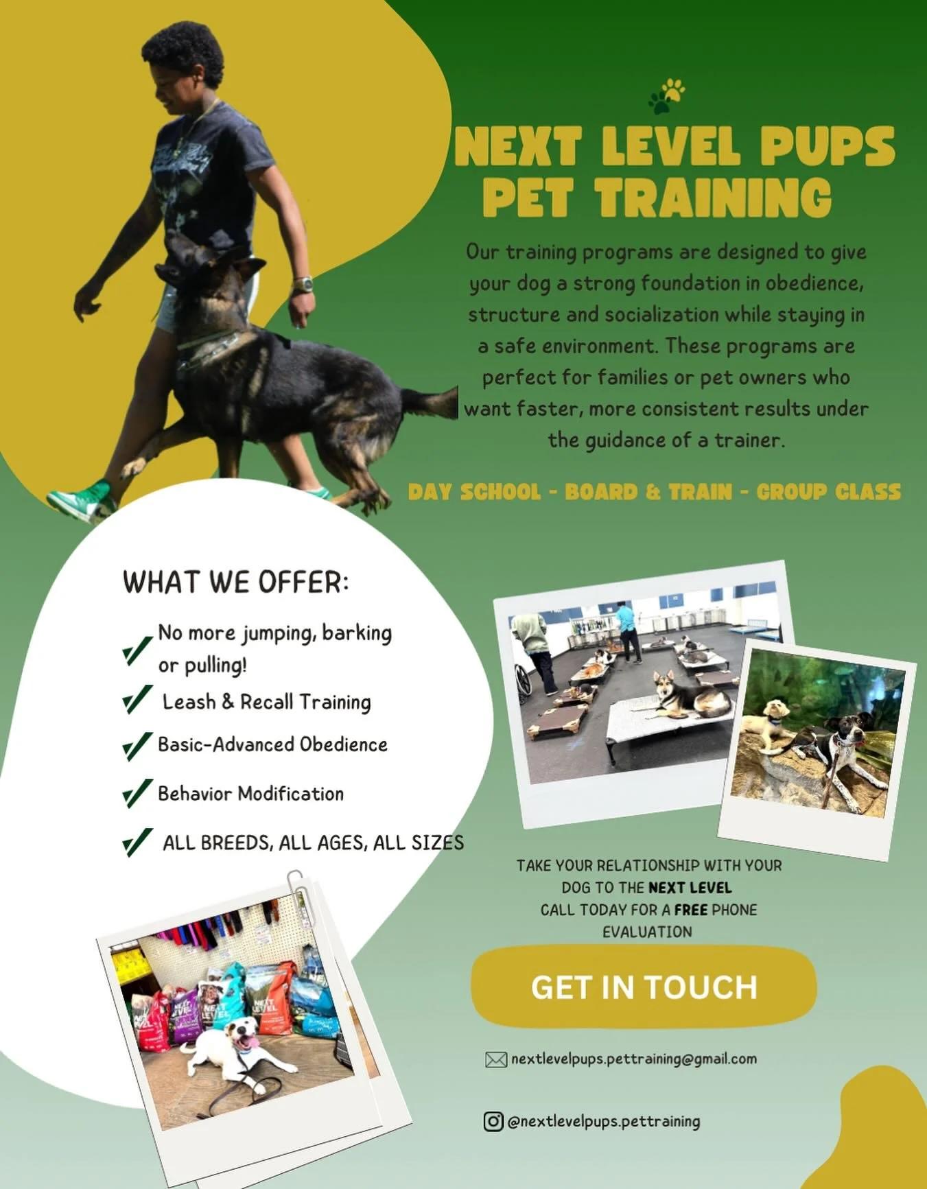 🐕 Wisconsin Dog Owners &mdash; Ready for Take Your Pup to the Next Level? 🐕

With 10+ years of experience, Next Level Pups Pet Training helps pups and owners build stronger bonds through proven programs like Board &amp; Train, Puppy Training, Doggy