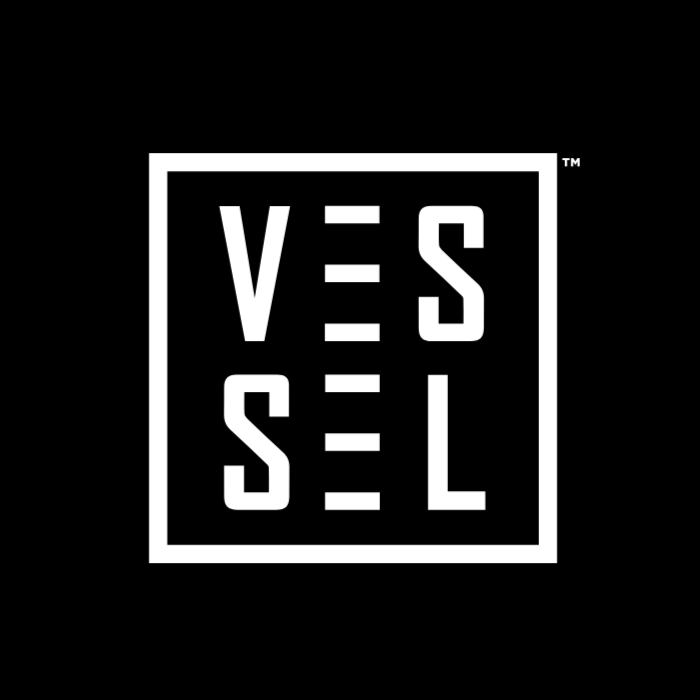 Vessel fitness and wellness container brand logo