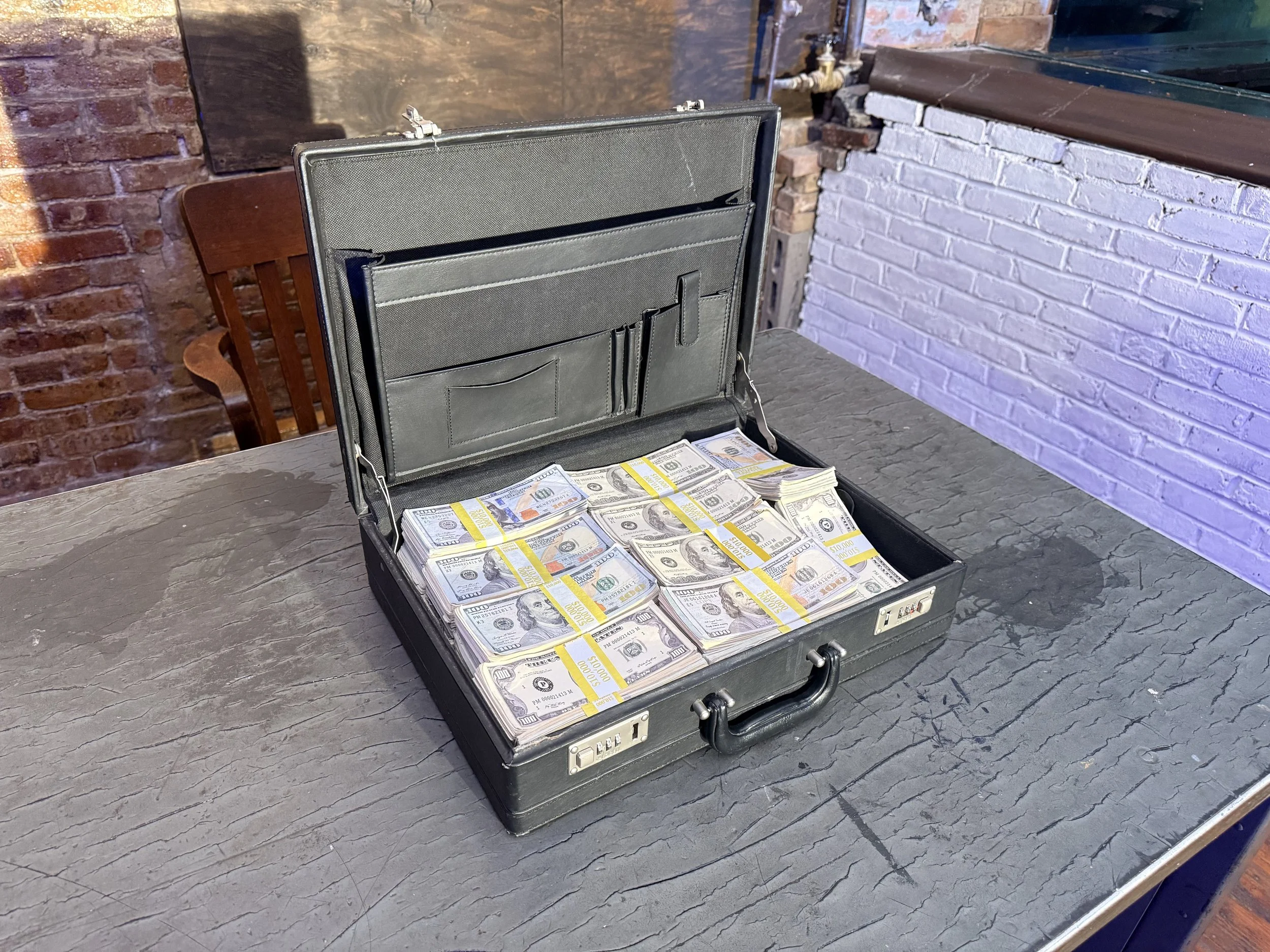 Briefcase full of prop money
