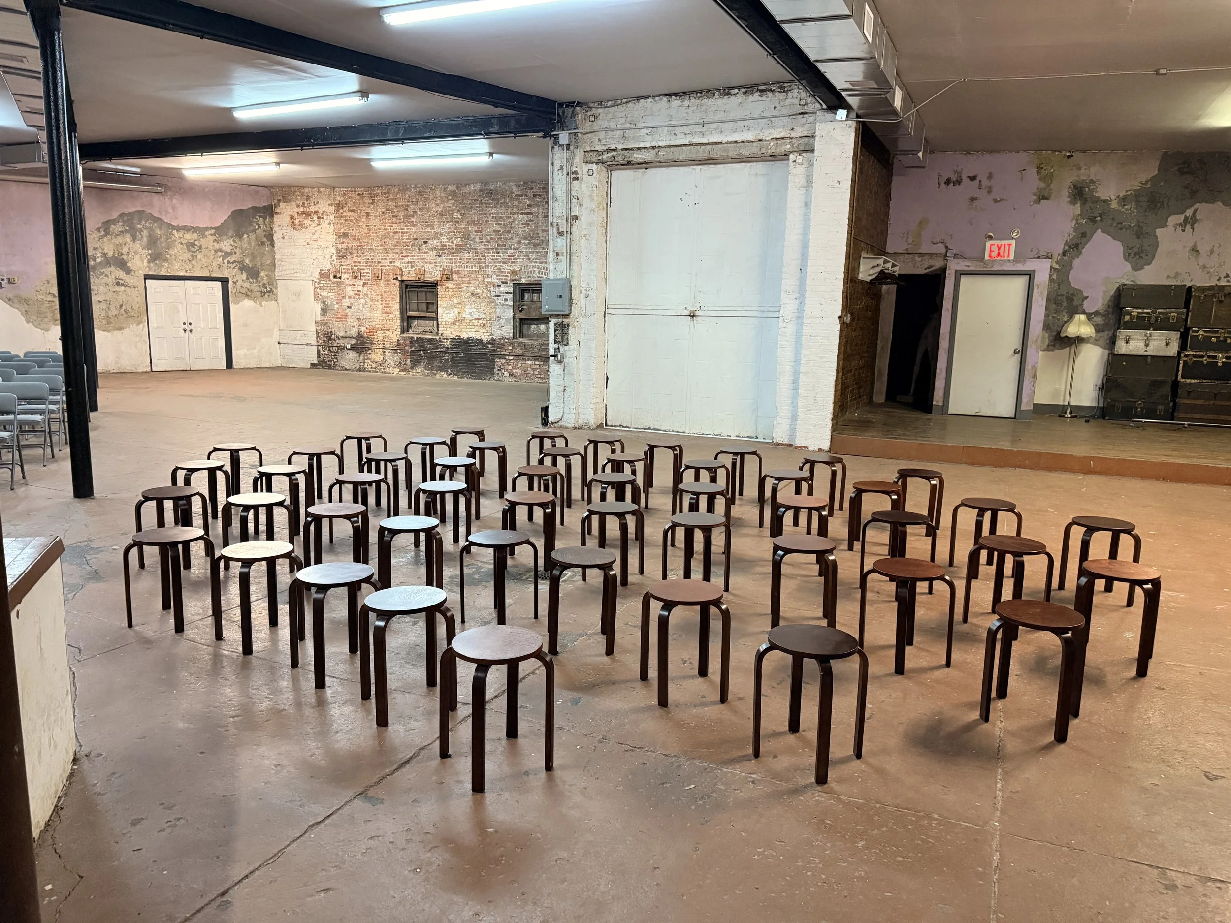 50 wooden stools