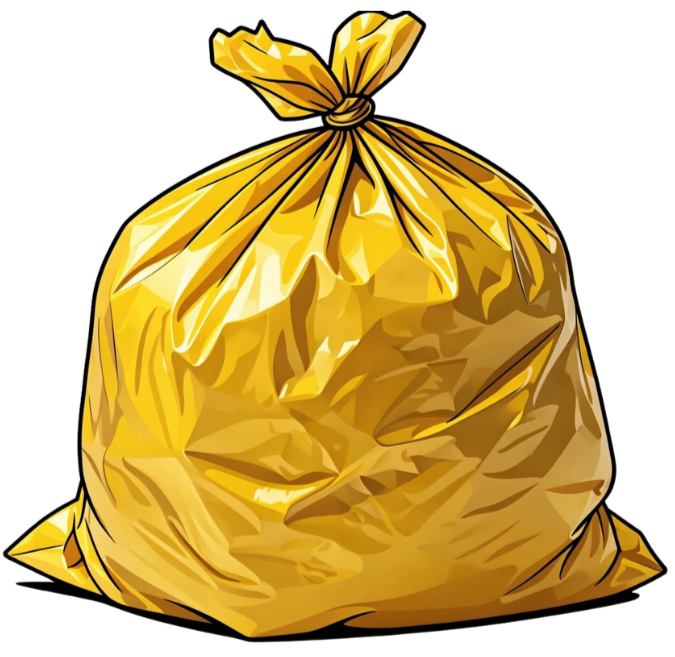 Yellow Bags ready for collection and disposal of waste