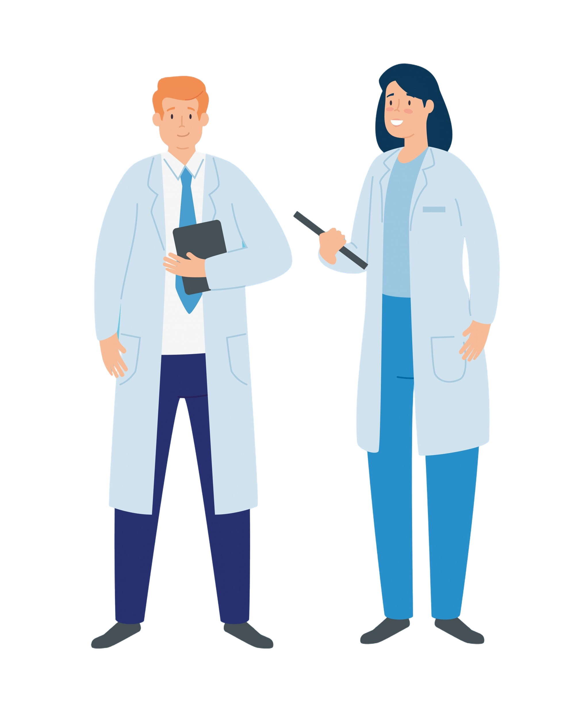 Two medical professionals looking to arrange waste management services in the Northwest