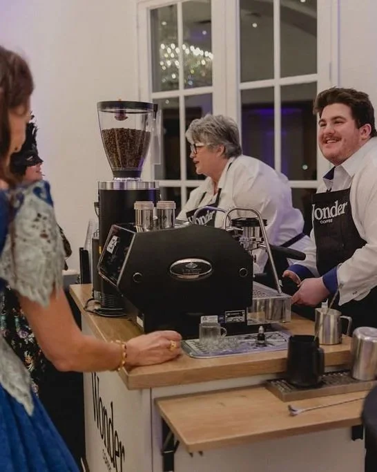 mobile coffee cart at weddings and formal events