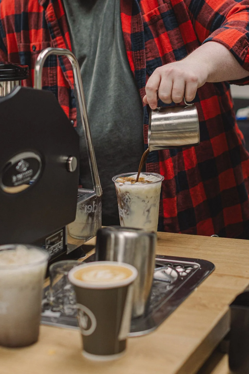 hosted coffee cart specialty seasonal menu iced latte with handcrafted syrup