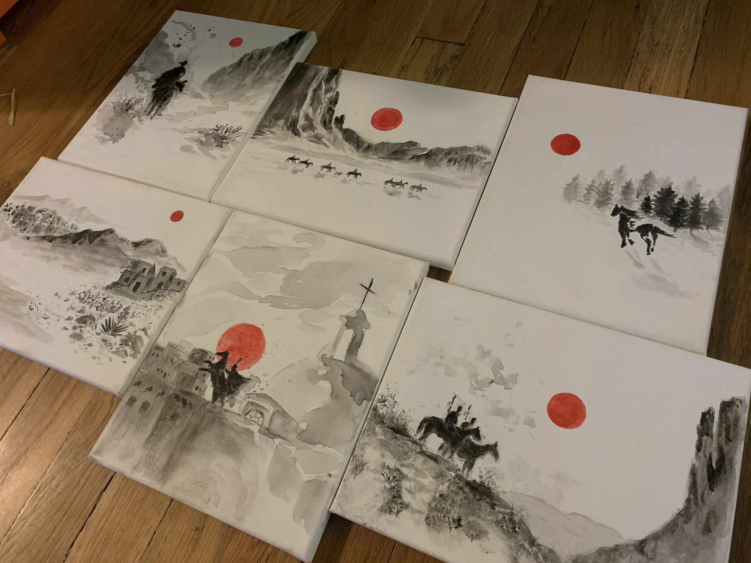 Previous Paintings (ALL SOLD except Zorro on the buildings)