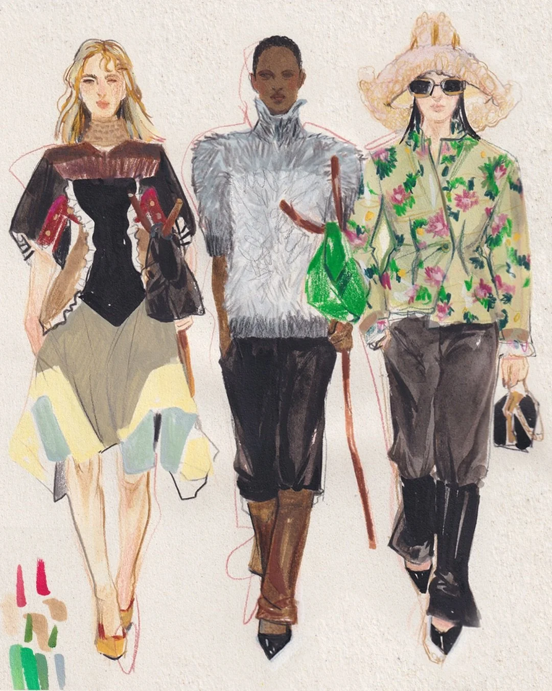 @louisvuitton AW 2026 catwalk drawings 💓 My style has changed so much since 2016! 
.
.
.
#fashionart #fashiondrawing #fashionsketch #louisvuitton #runwaysketch