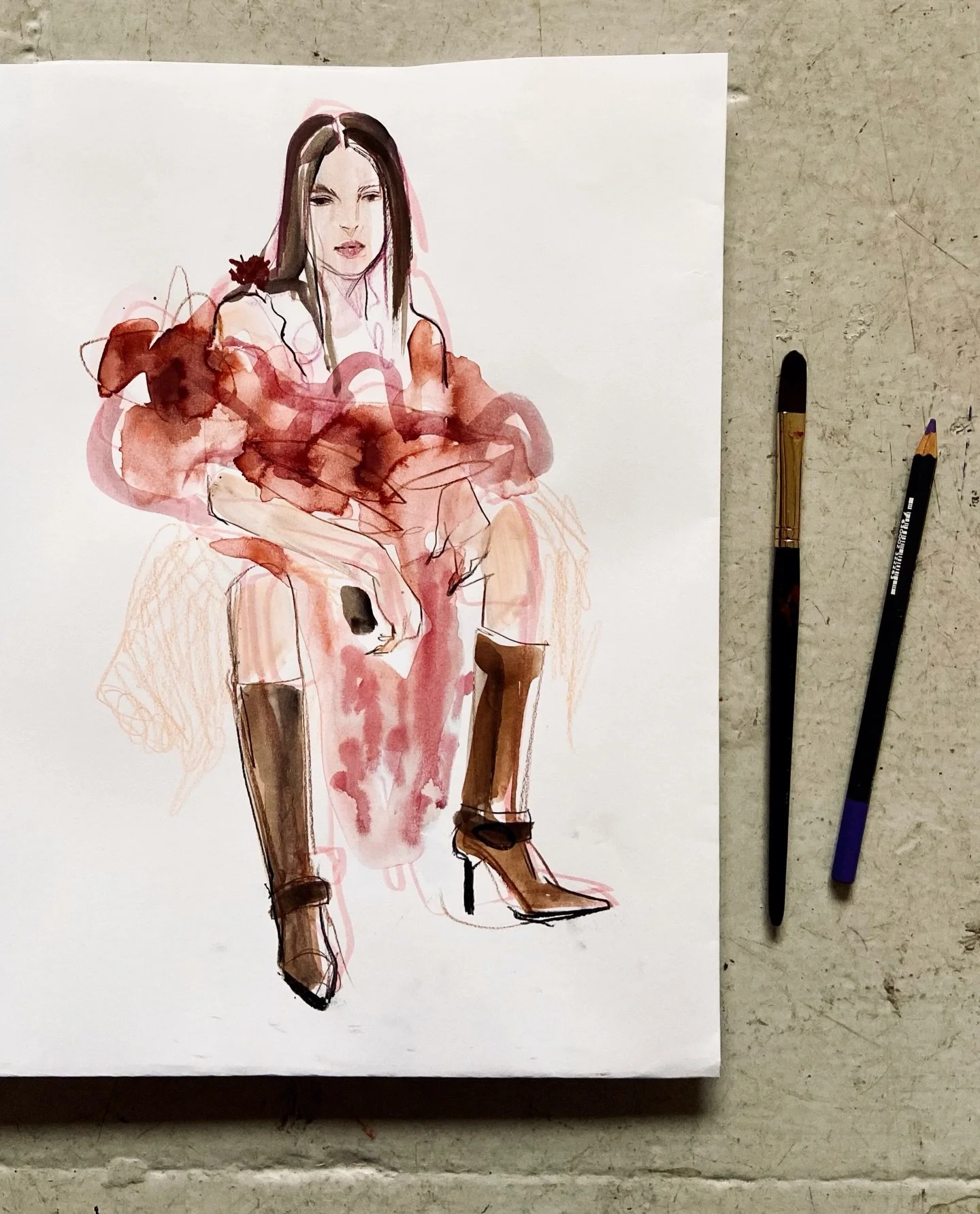 A 10 min demo teaching @bafcsm of the lovely @lilyneish sitting pose using lines ➰➰ with ink ✍🏻