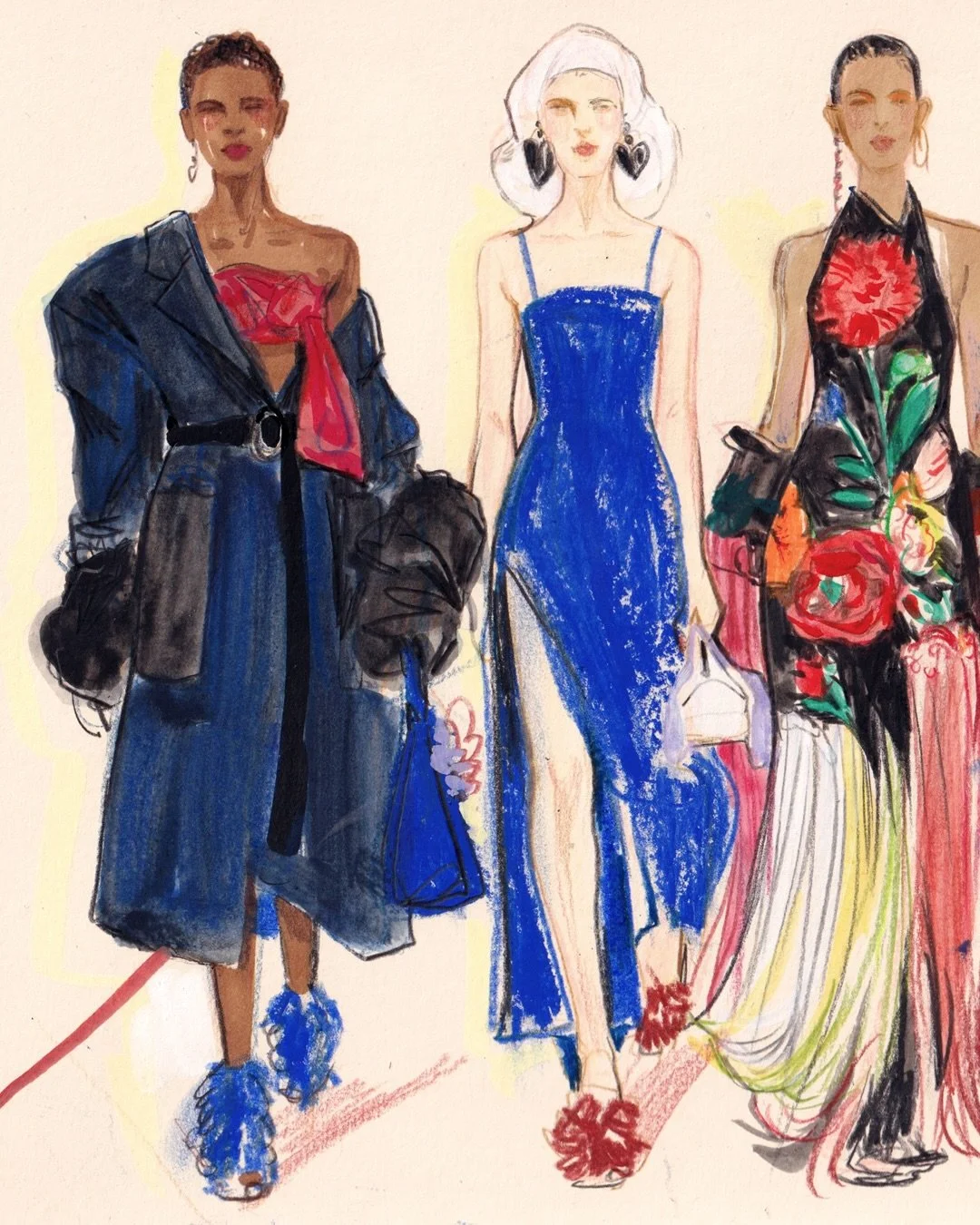 A little @givenchy sketch - I&rsquo;m loving the ultramarine blue 💙 
.
.
.
#catwalk #runway #givency #fashionillustration #fashionart