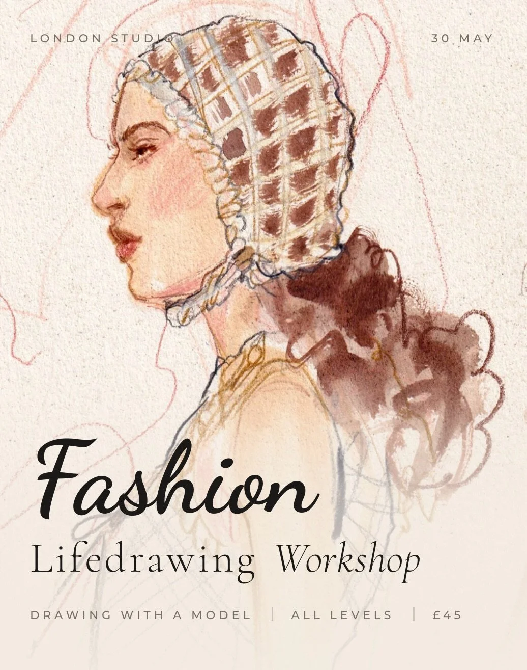Here&rsquo;s my next workshop! Join me on Saturday 30 May 10-1pm for an intimate Fashion Lifedrawing Workshop focusing on experimental drawing techniques with a live model, held at my studio in East London.

This is a small, focused session designed 