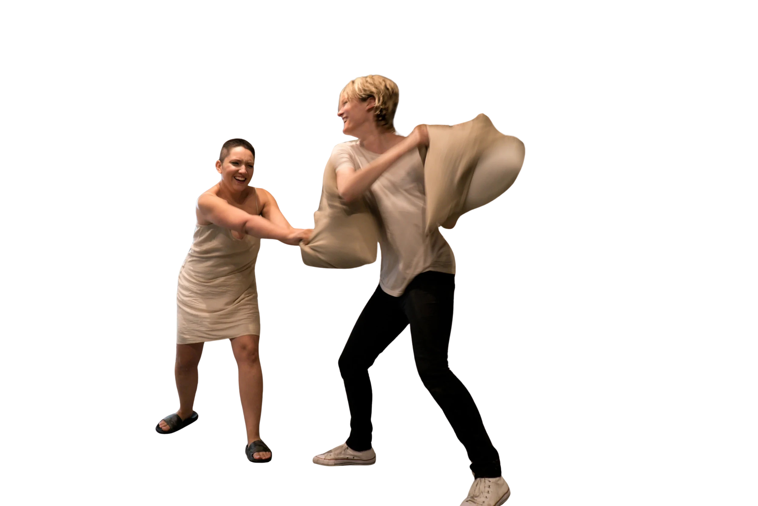 Performance of White Rush by Laine Rettmer and composer John Aylward at AREA Gallery Boston, featuring Aliana de la Guardia as Leda in a surreal operetta exploring myth, culture, and the narratives surrounding sexual assault.