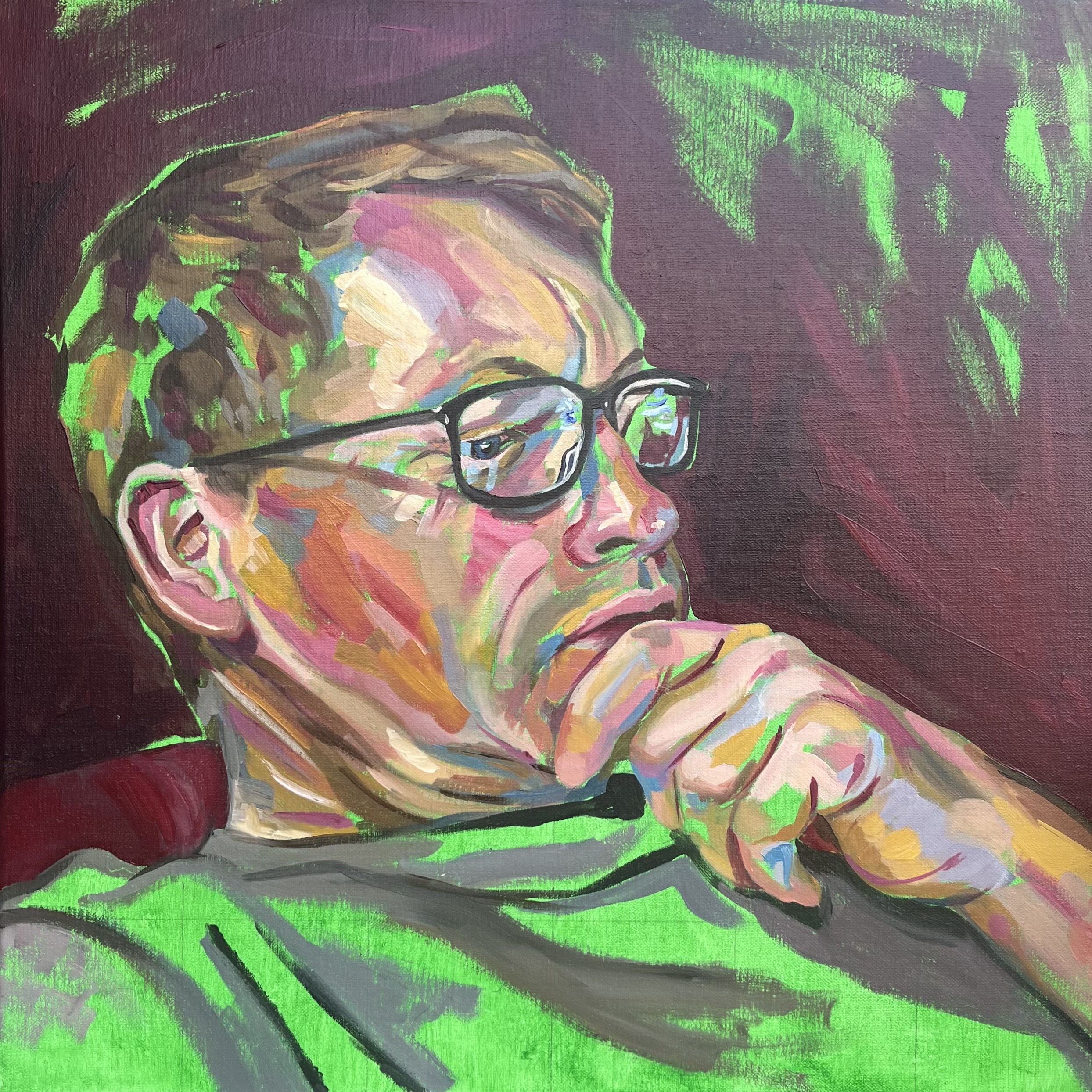 ‘Contemplation’ oil painting 50x50 cm