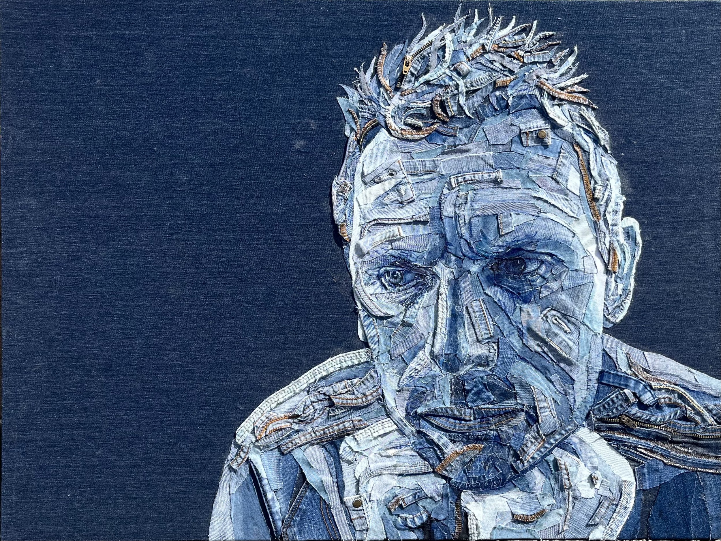 ‘Denim Dad’ denim collage 80x60 cm