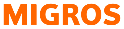 Das Bild zeigt das Logo des Supermarkts Migros in orange Buchstaben auf weißem Hintergrund.