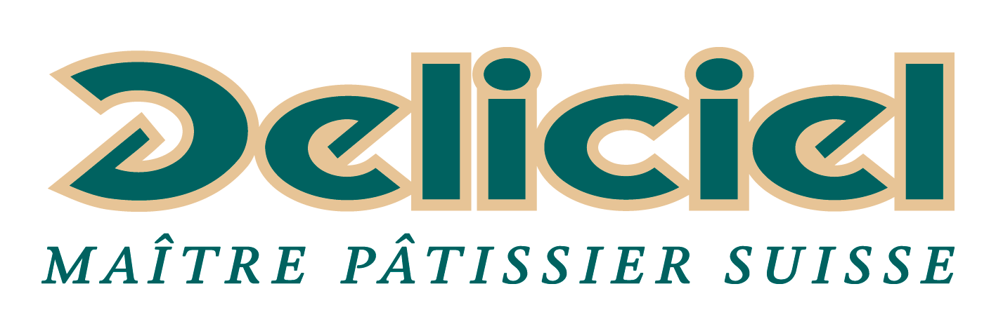 Logo mit dem Text 'Deliciel' in großen Buchstaben, darunter der Slogan 'MAÎTRE PÂTISSIER SUISSE'