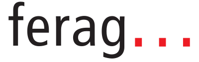 Der Schriftzug 'ferag...' auf schwarzem Hintergrund.