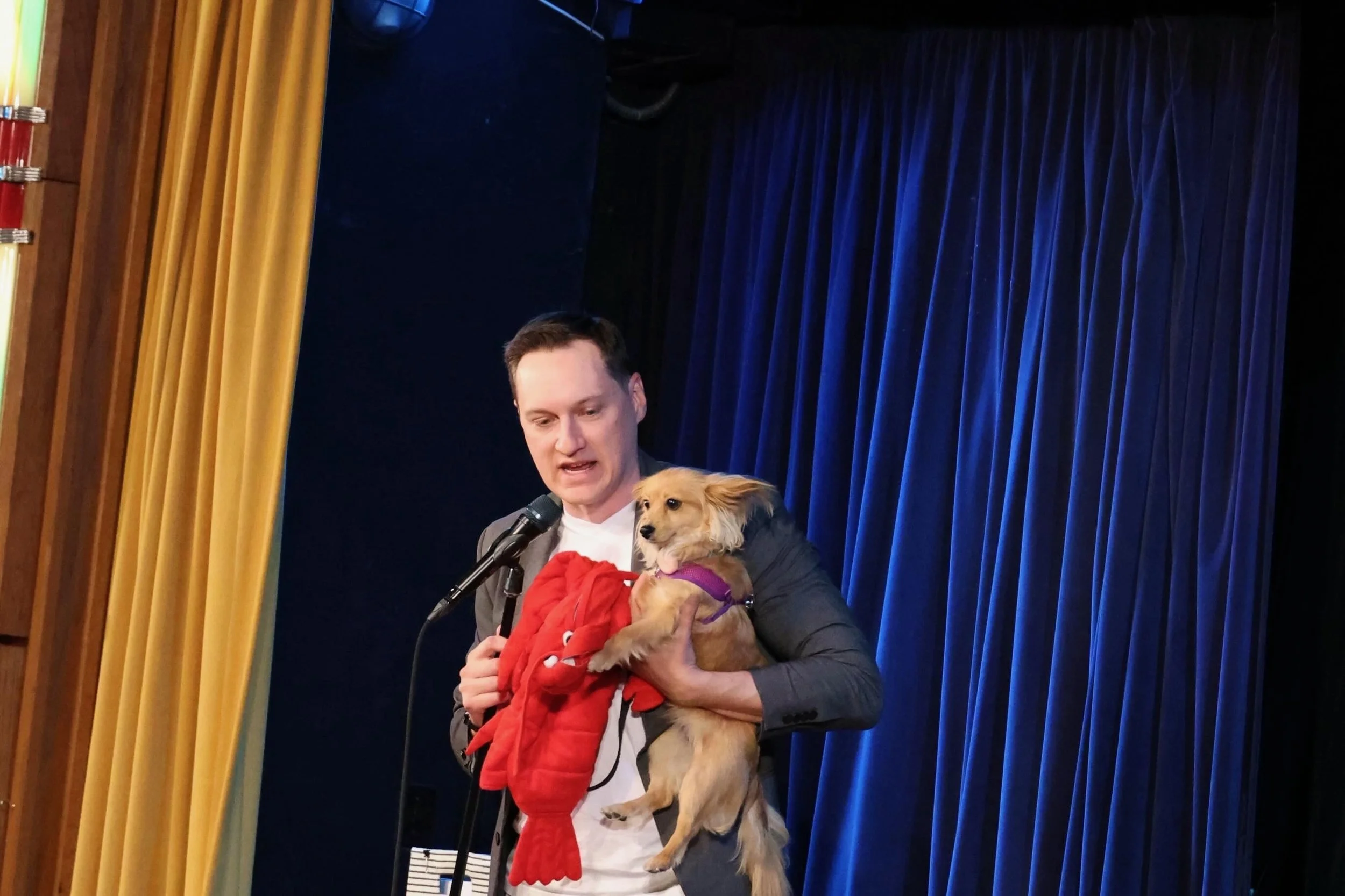 Los Angeles Magician Nick Paul and his dog Peanut performing at The Comedy and Magic Club in Hermosa Beach, CA