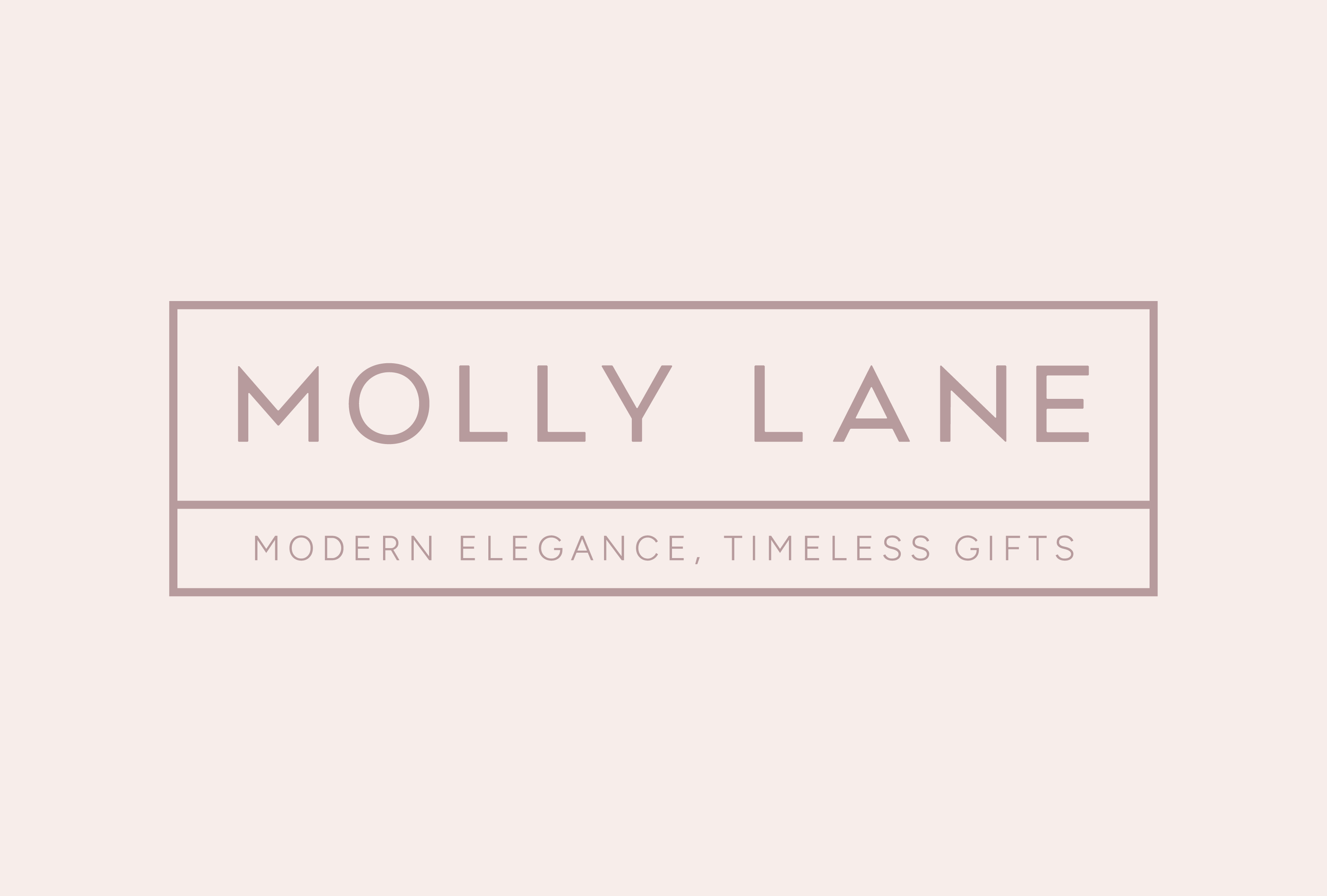 Logo for Molly Lane a jewellery brand featuring the text 'Molly Lane' and the tagline 'Modern Elegance, Timeless Gifts' on a light pink background.