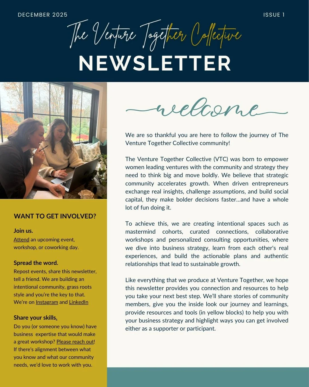 Launching The Venture Together Collective has been a ton of fun... most of the time 🤣. If you want to see what we've been up to or what we have in store for 2026, check out our latest newsletter. [Link in bio]

We're actively designing new workshops